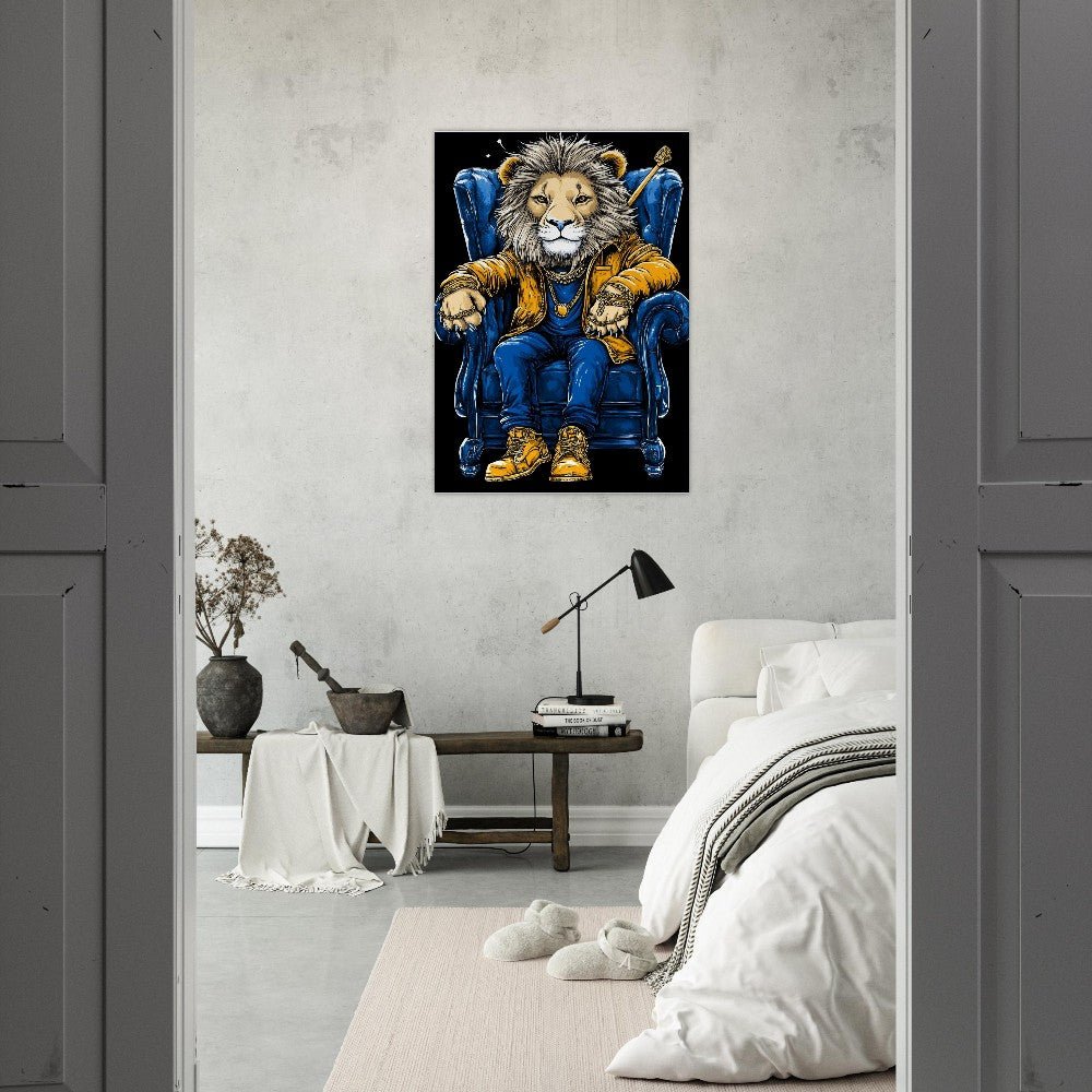 Royal Lion in Blue & Gold Canvas Art - ROMAG Store