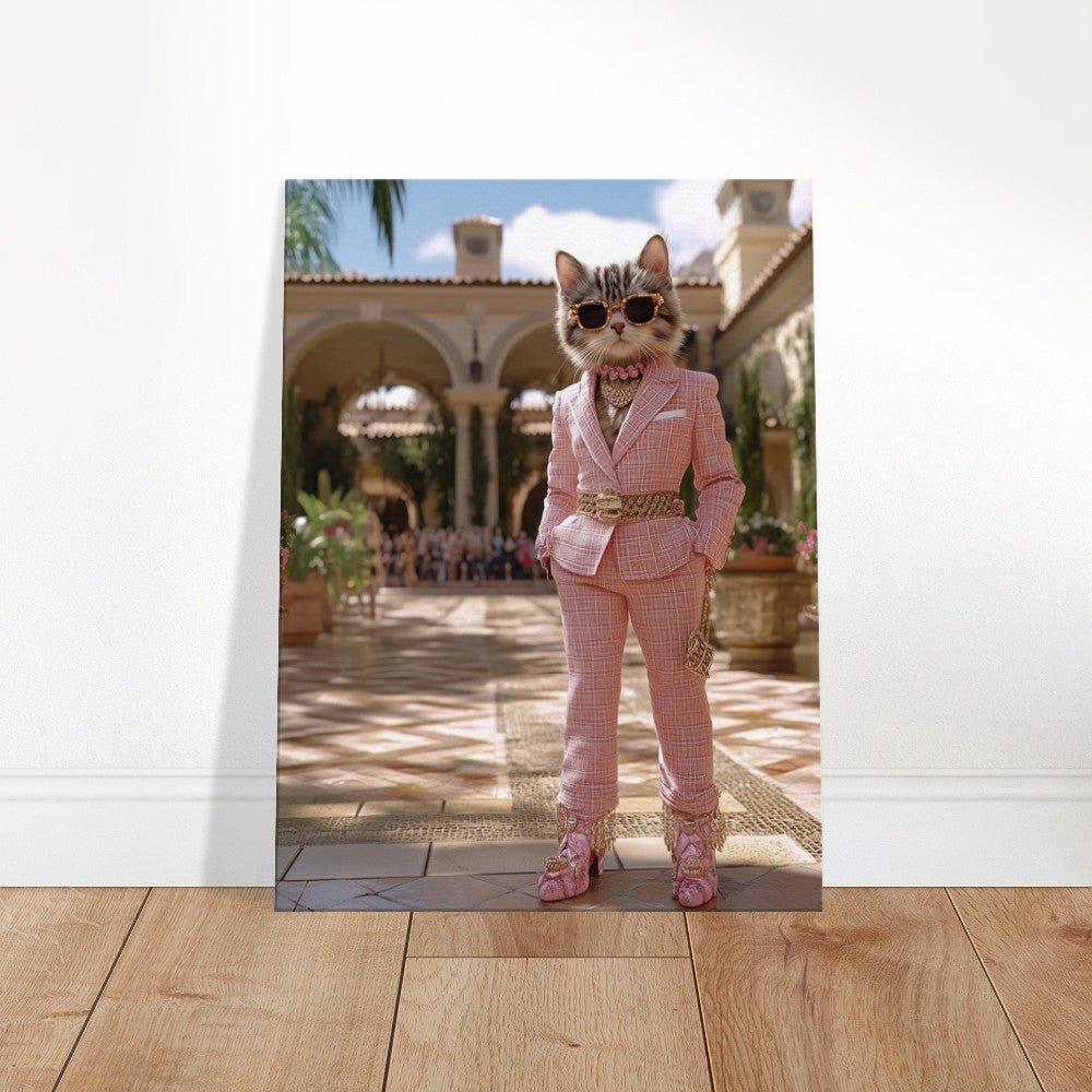 Luxury Cat in Pink Suit Canvas - ROMAG Store