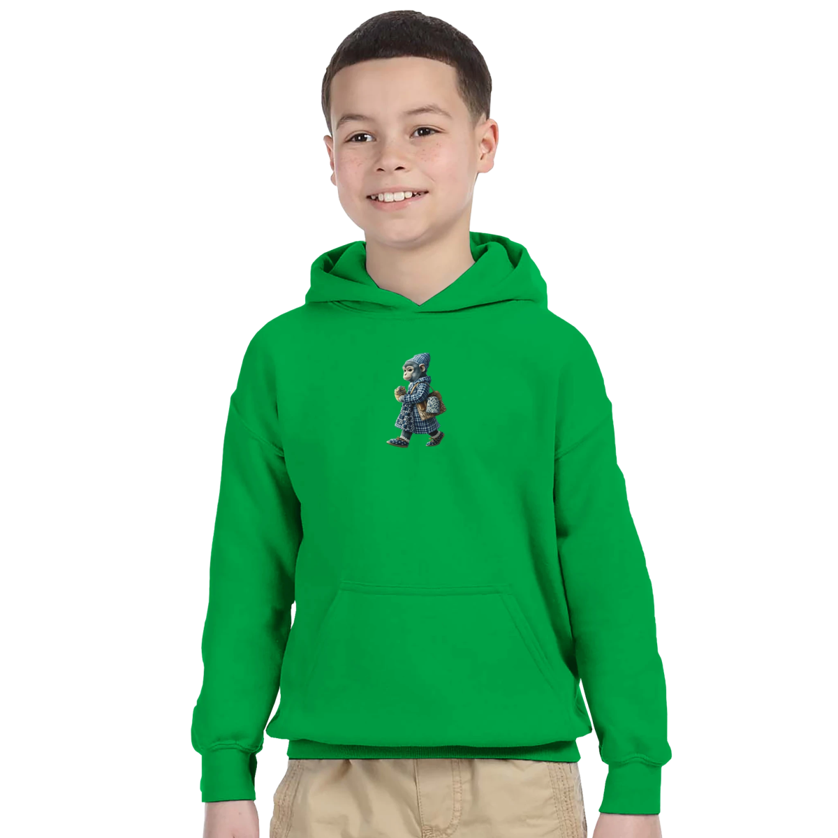 Chic Monkey Plaid Kids Hoodie - ROMAG Store