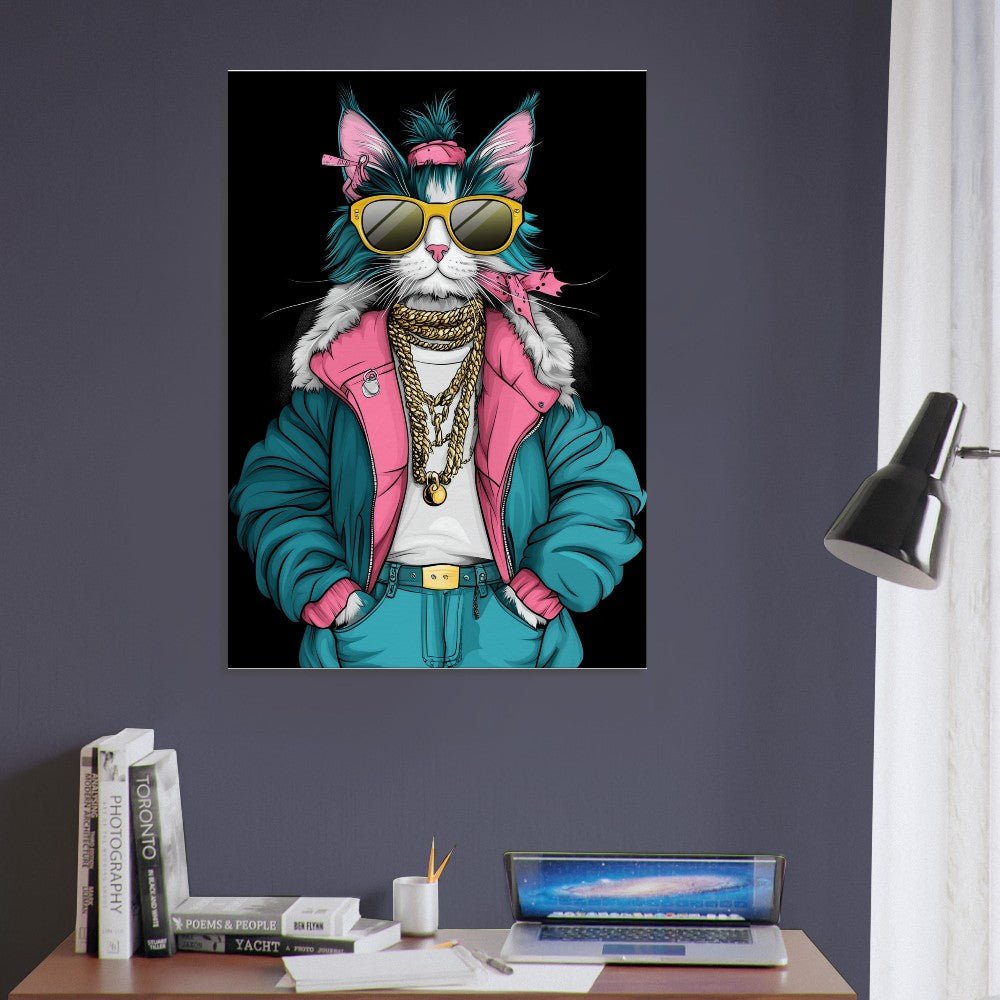 Cool Cat in Teal & Pink Canvas Art - ROMAG Store