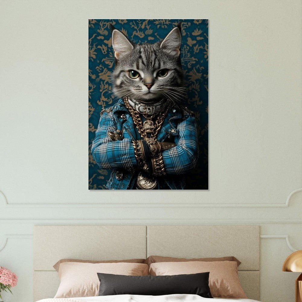 Sophisticated Cat in Plaid Canvas Art - ROMAG Store