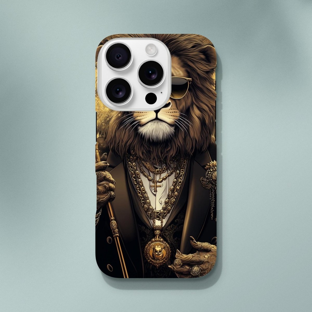 Regal Lion in Gold Glitz iPhone Tough Case - ROMAG Store