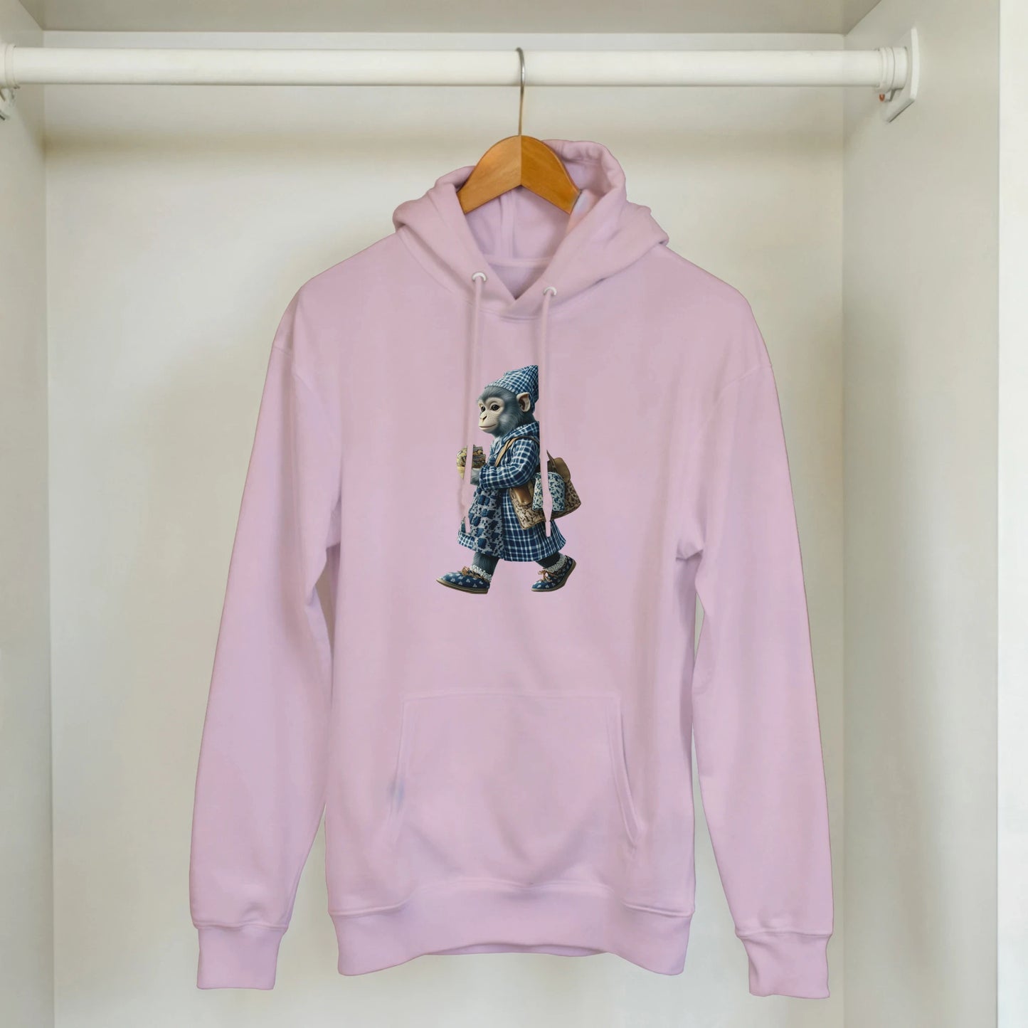 Chic Plaid Monkey Hoodie - ROMAG Store