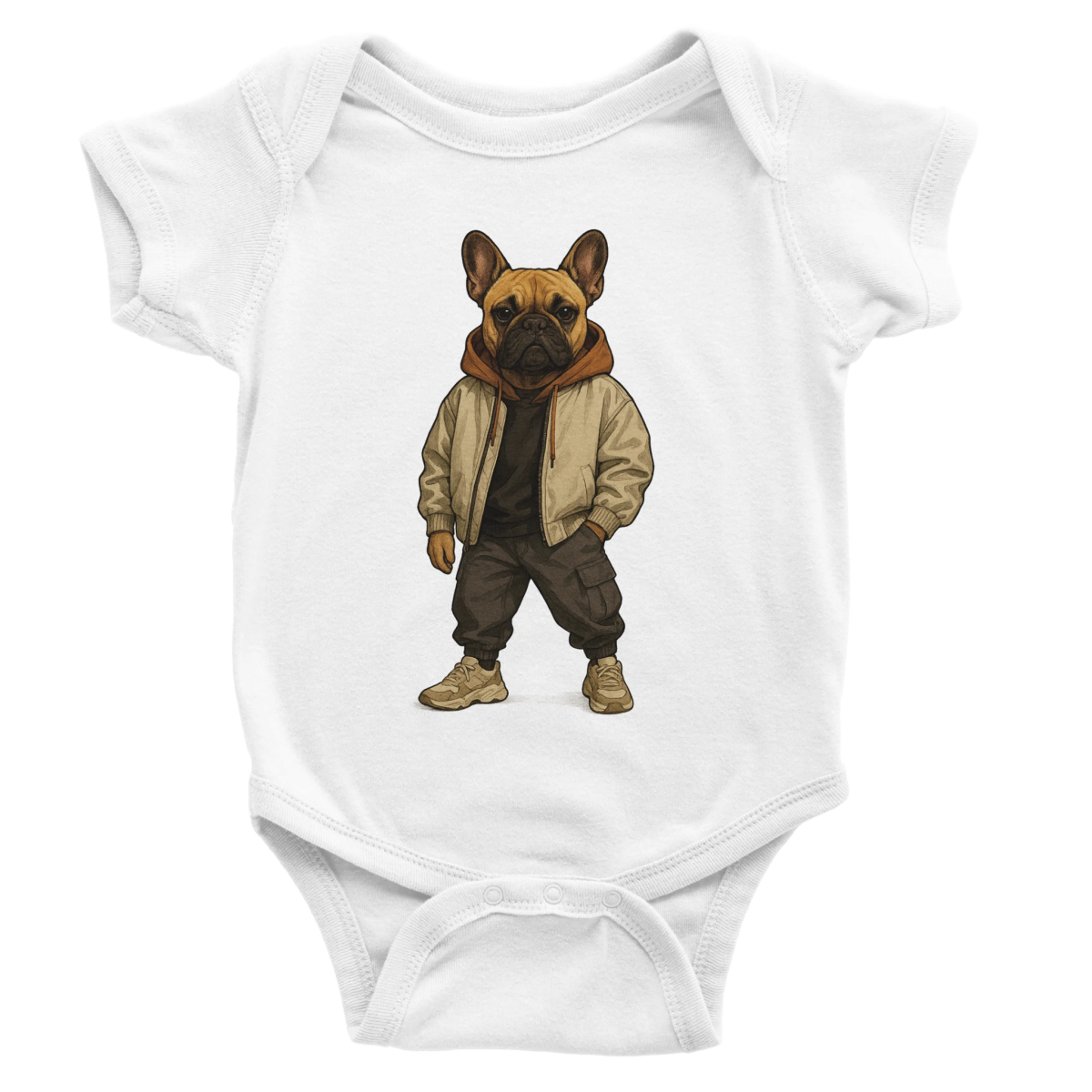 Cool French Bulldog Baby Short Sleeve Bodysuit - ROMAG Store