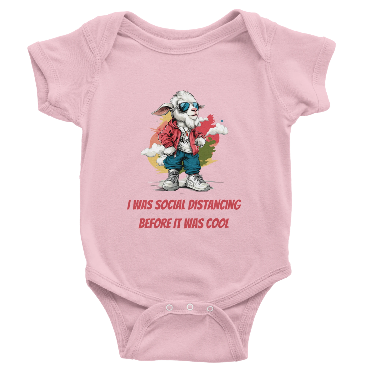 Goat 'Social Distancing' Baby Short Sleeve Bodysuit - ROMAG Store