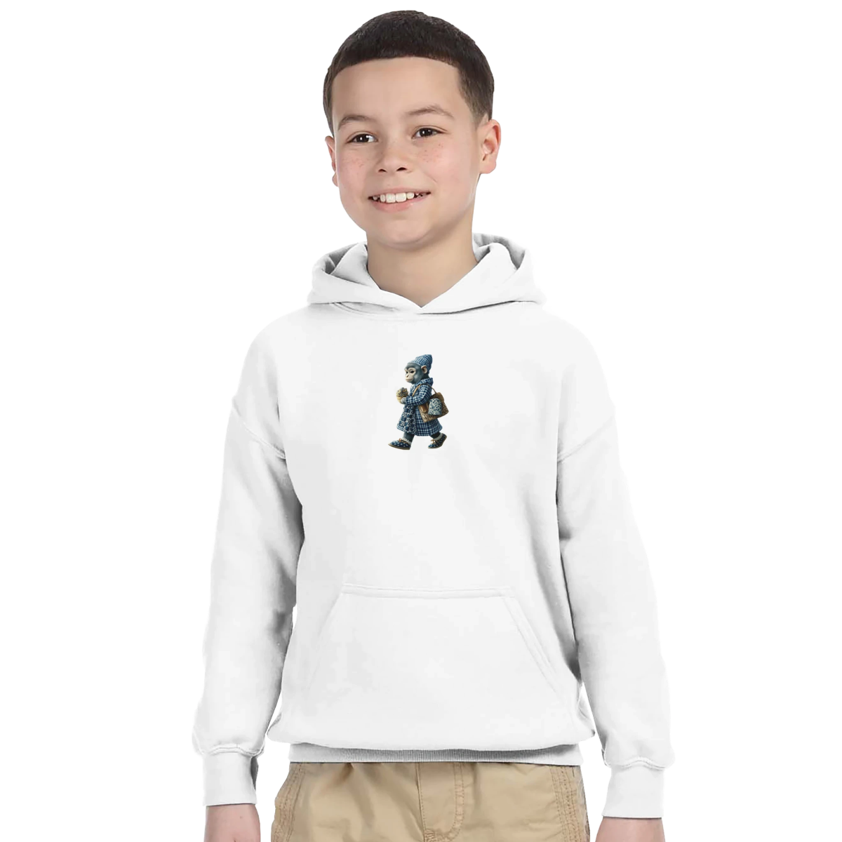 Chic Monkey Plaid Kids Hoodie - ROMAG Store