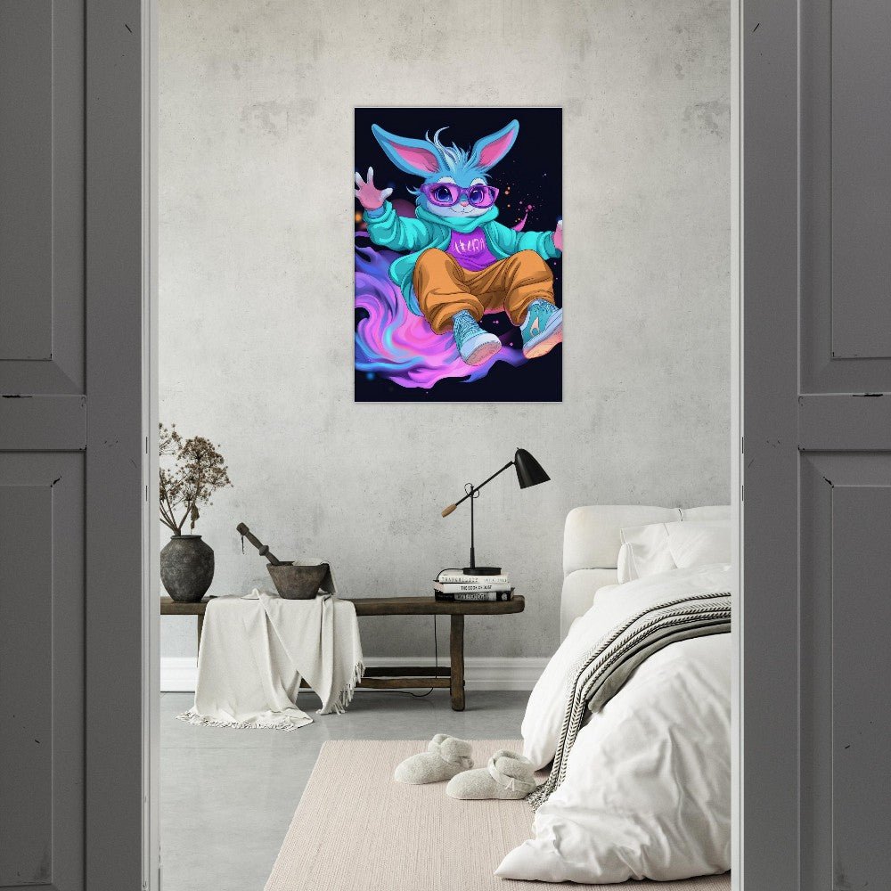 Neon Bunny Canvas Wall Art - ROMAG Store