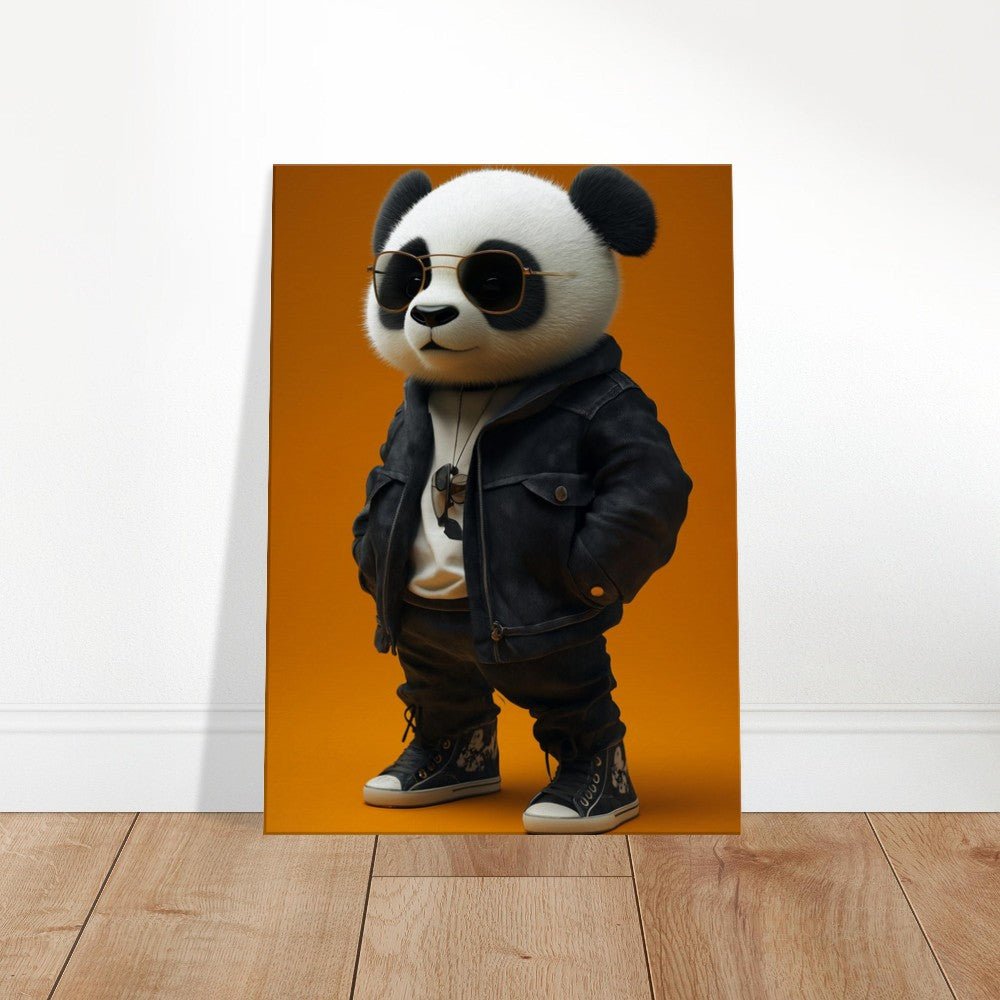 Cool Panda in Leather Jacket Canvas - ROMAG Store