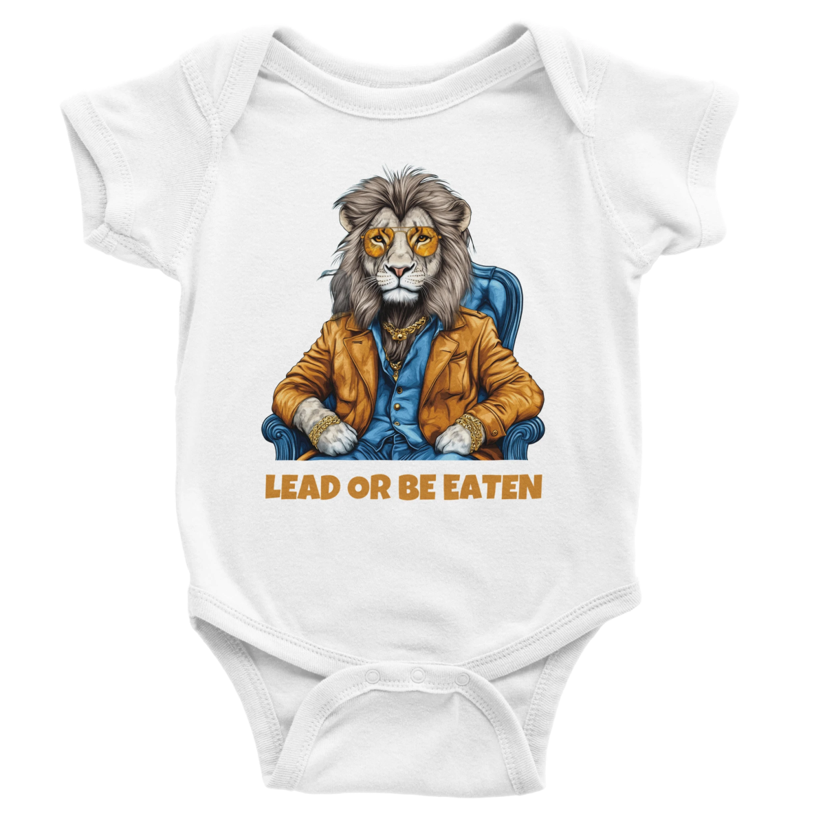 Lead or Be Eaten Lion Baby Short Sleeve Bodysuit - ROMAG Store