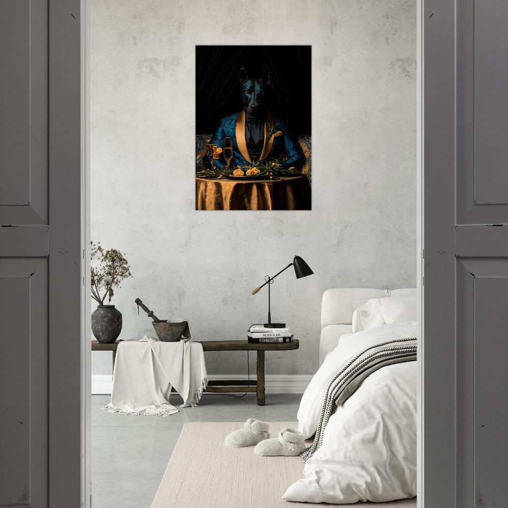 Doberman in Teal Suit Canvas - ROMAG Store