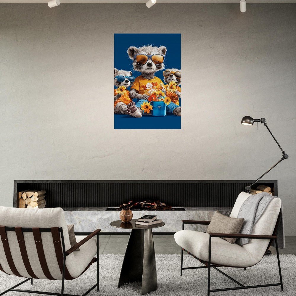 Cool Raccoon Family Canvas Art - ROMAG Store