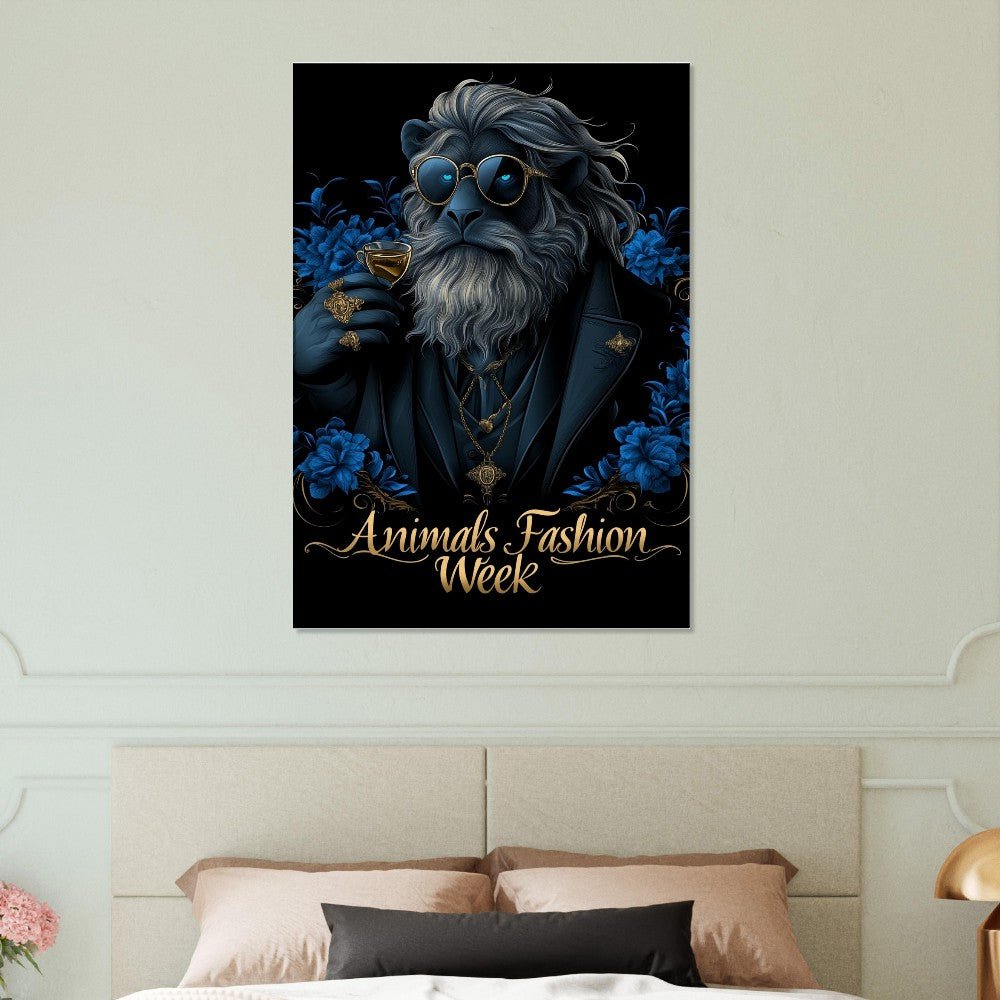 Blue&Gold Luxury Lion in Suit Canvas - ROMAG Store