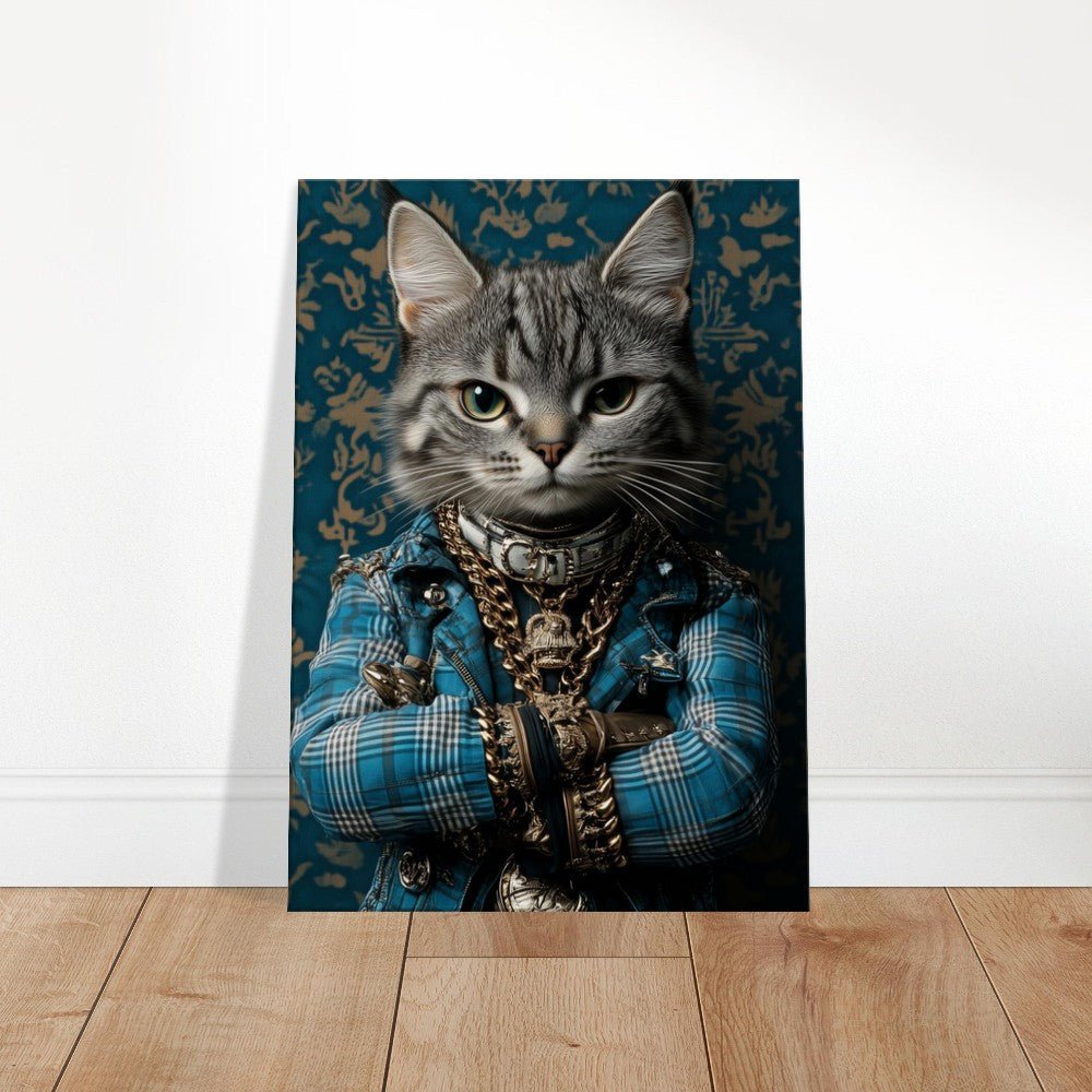 Sophisticated Cat in Plaid Canvas Art - ROMAG Store