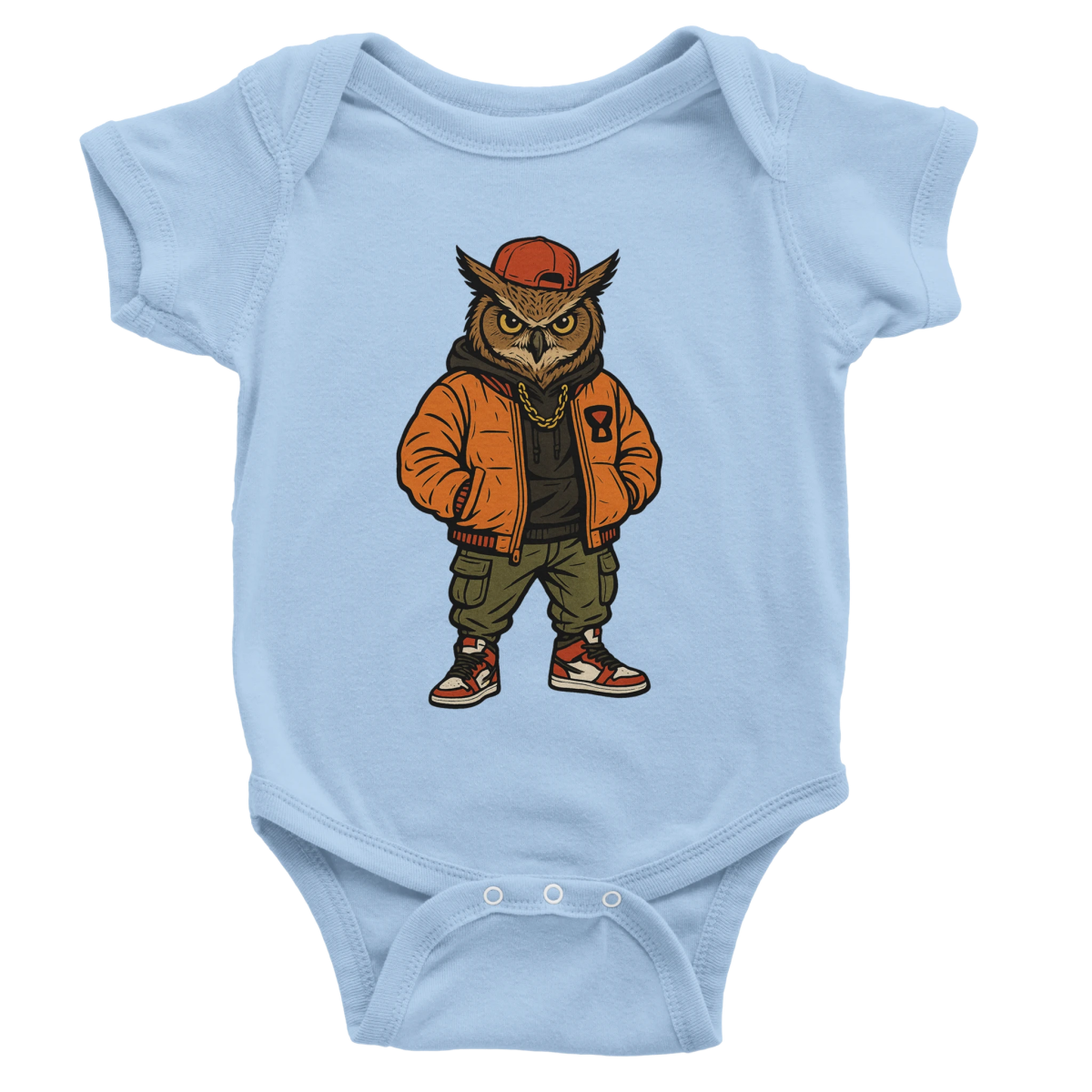 Cool Owl Hip - Hop Baby Short Sleeve Bodysuit - ROMAG Store