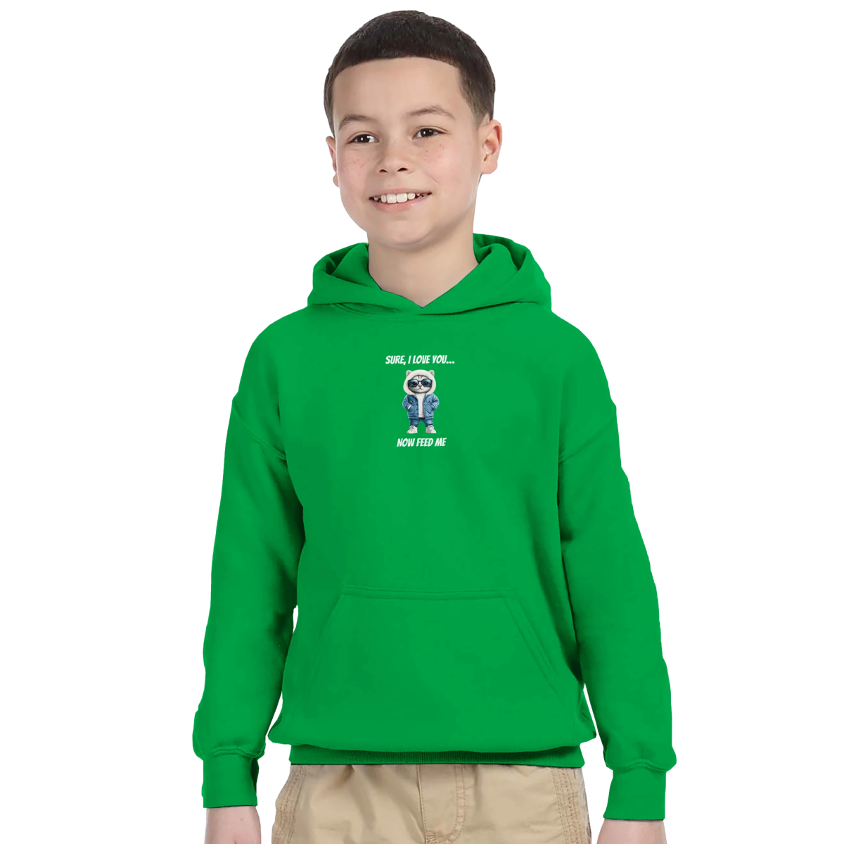 Cool Cat 'Feed Me' Kids Hoodie - ROMAG Store