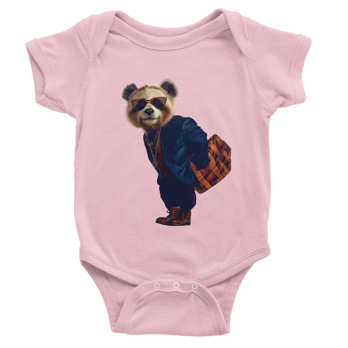 Chic Red Panda Baby Short Sleeve Bodysuit - ROMAG Store