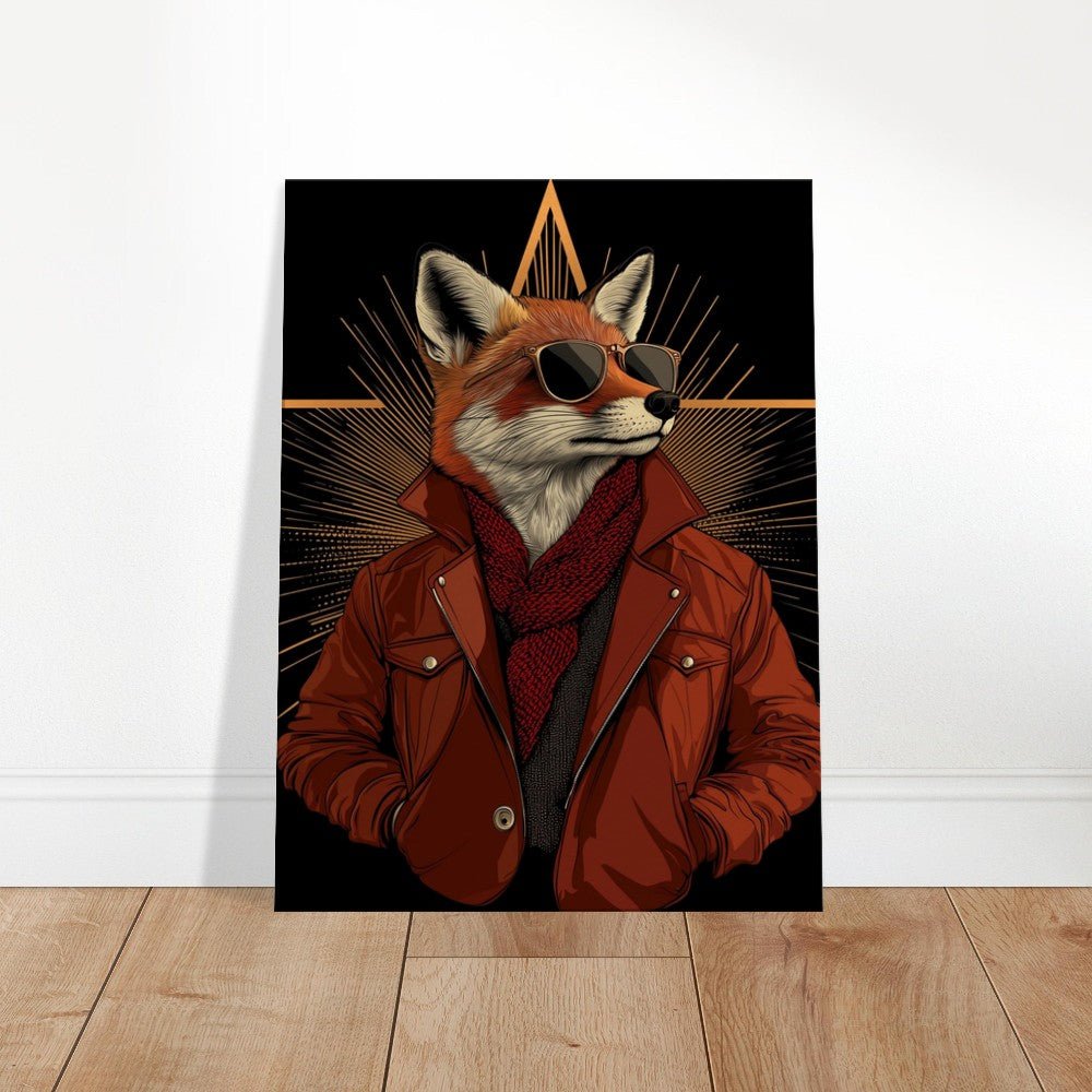 Chic Fox in Leather Jacket Canvas Print - ROMAG Store
