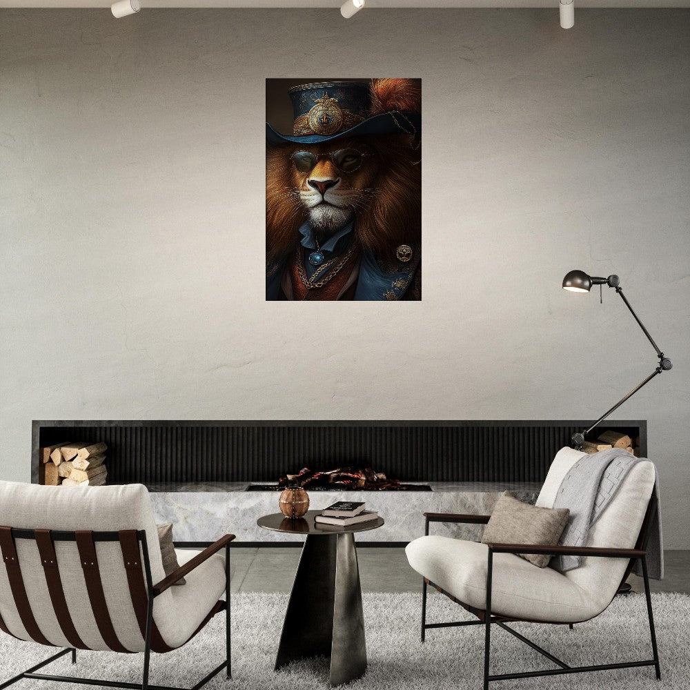 Regal Lion in Steampunk Attire Canvas - ROMAG Store