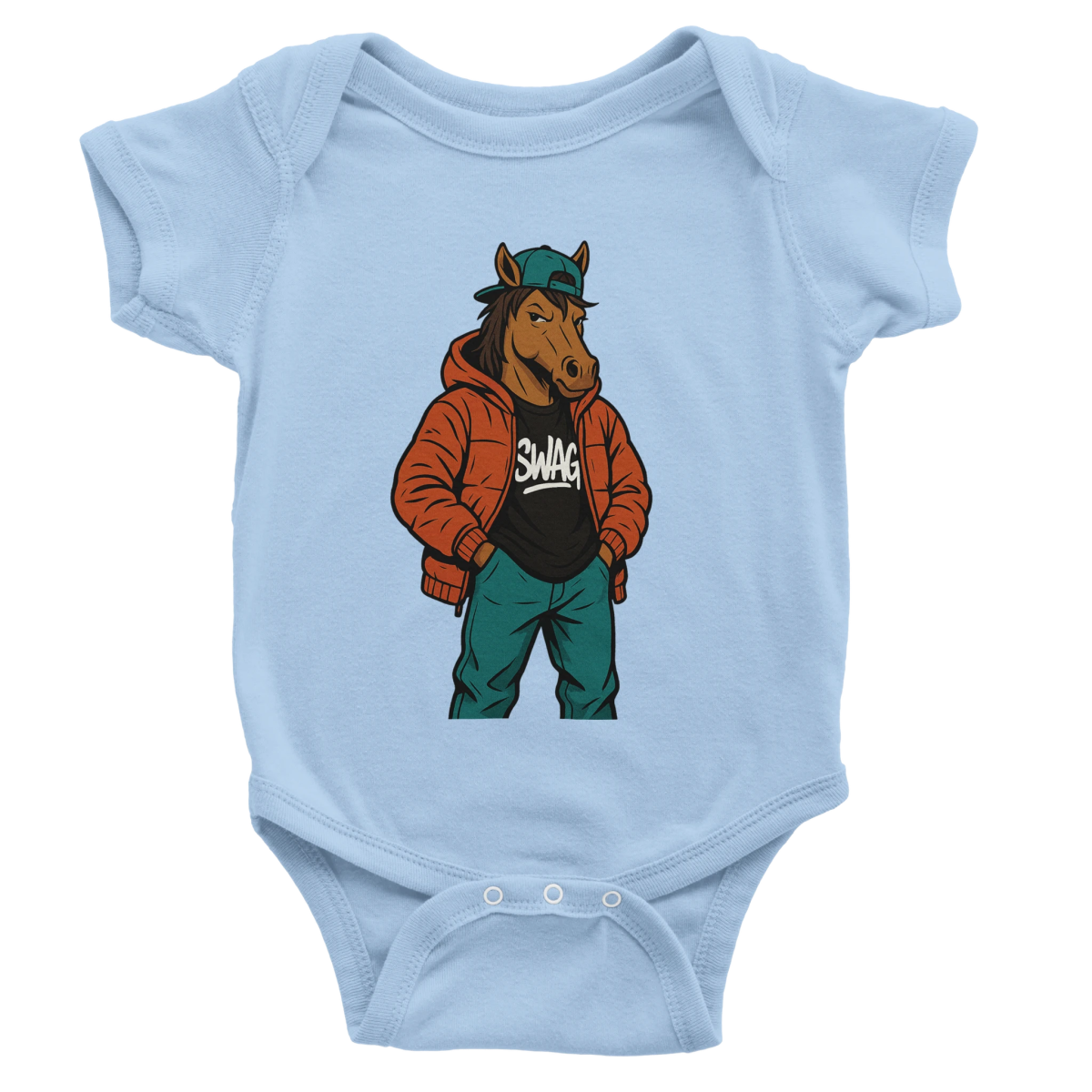 Cool Horse Swag Baby Short Sleeve Bodysuit - ROMAG Store