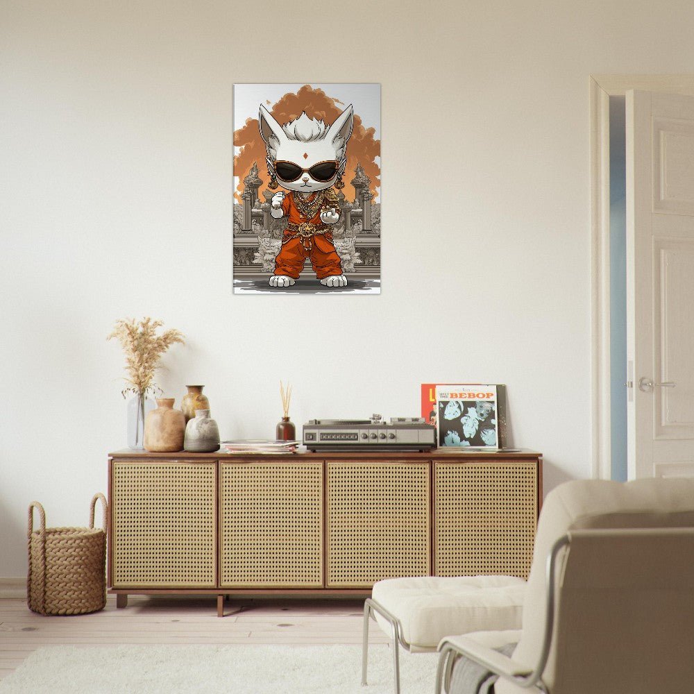 Chic Cat in Robe Canvas Art - ROMAG Store