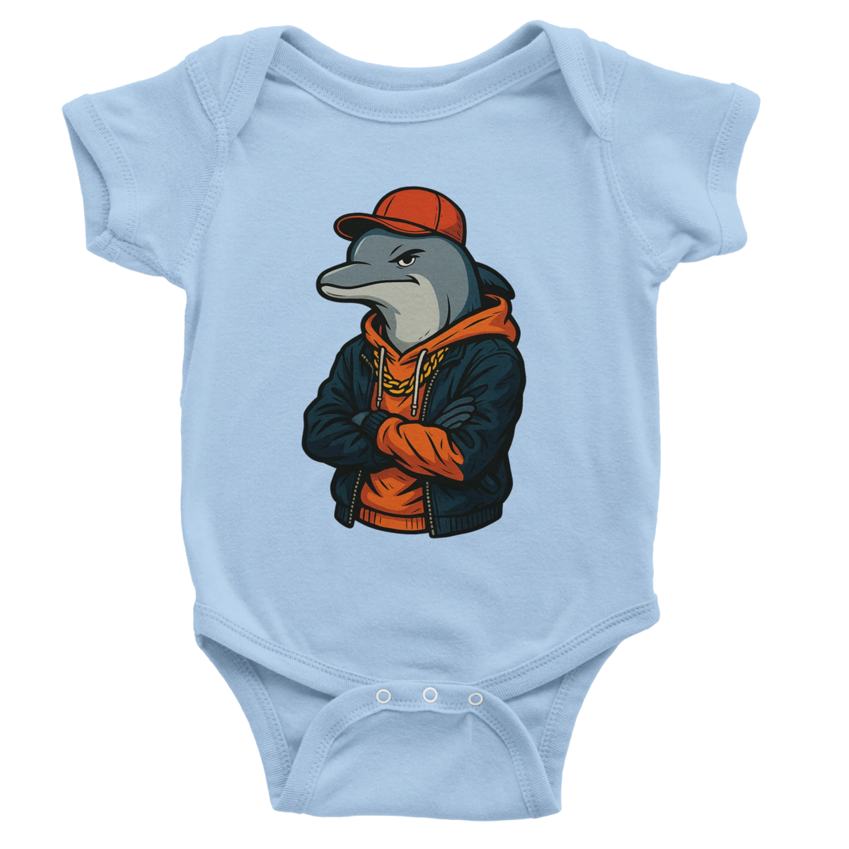 Cool Dolphin Streetwear Baby Short Sleeve Bodysuit - ROMAG Store