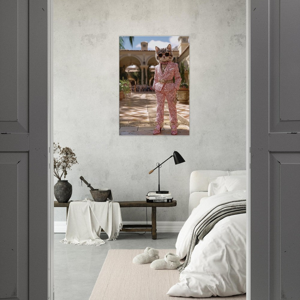 Luxury Cat in Pink Suit Canvas - ROMAG Store