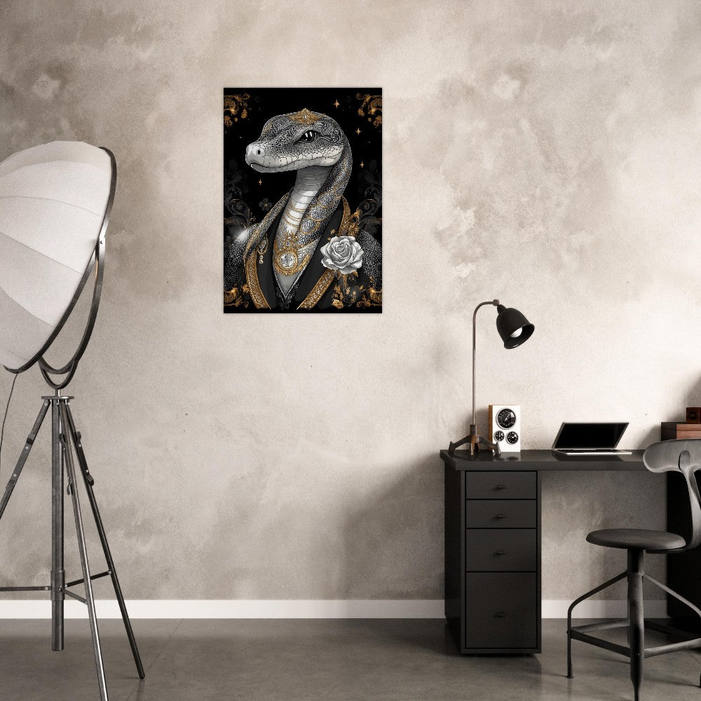Regal Snake in Black & Gold Suit Canvas - ROMAG Store