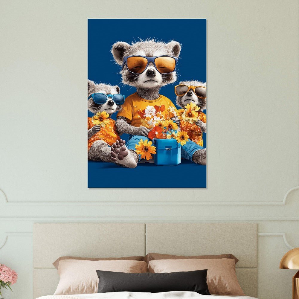 Cool Raccoon Family Canvas Art - ROMAG Store
