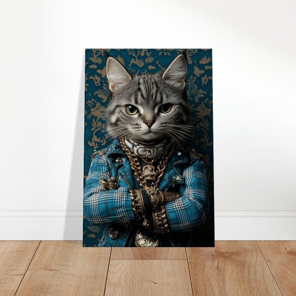 Sophisticated Cat in Plaid Canvas Art - ROMAG Store