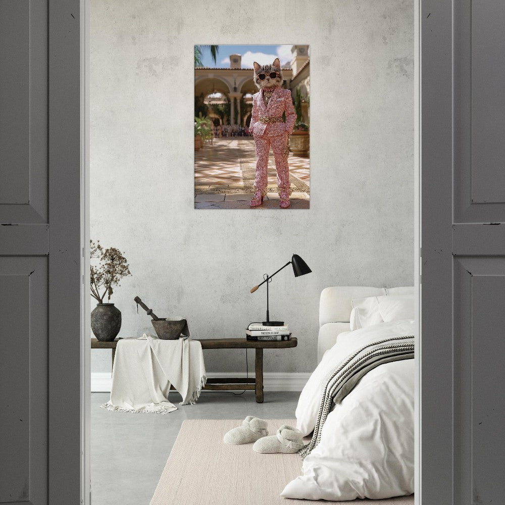 Luxury Cat in Pink Suit Canvas - ROMAG Store