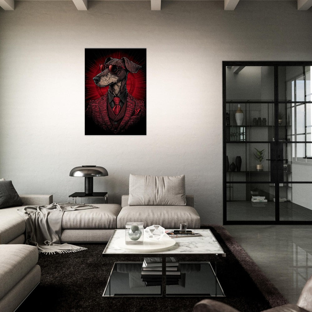 Red Suit Dapper Dog Canvas Wall Art - ROMAG Store