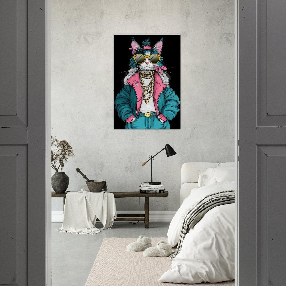 Cool Cat in Teal & Pink Canvas Art - ROMAG Store