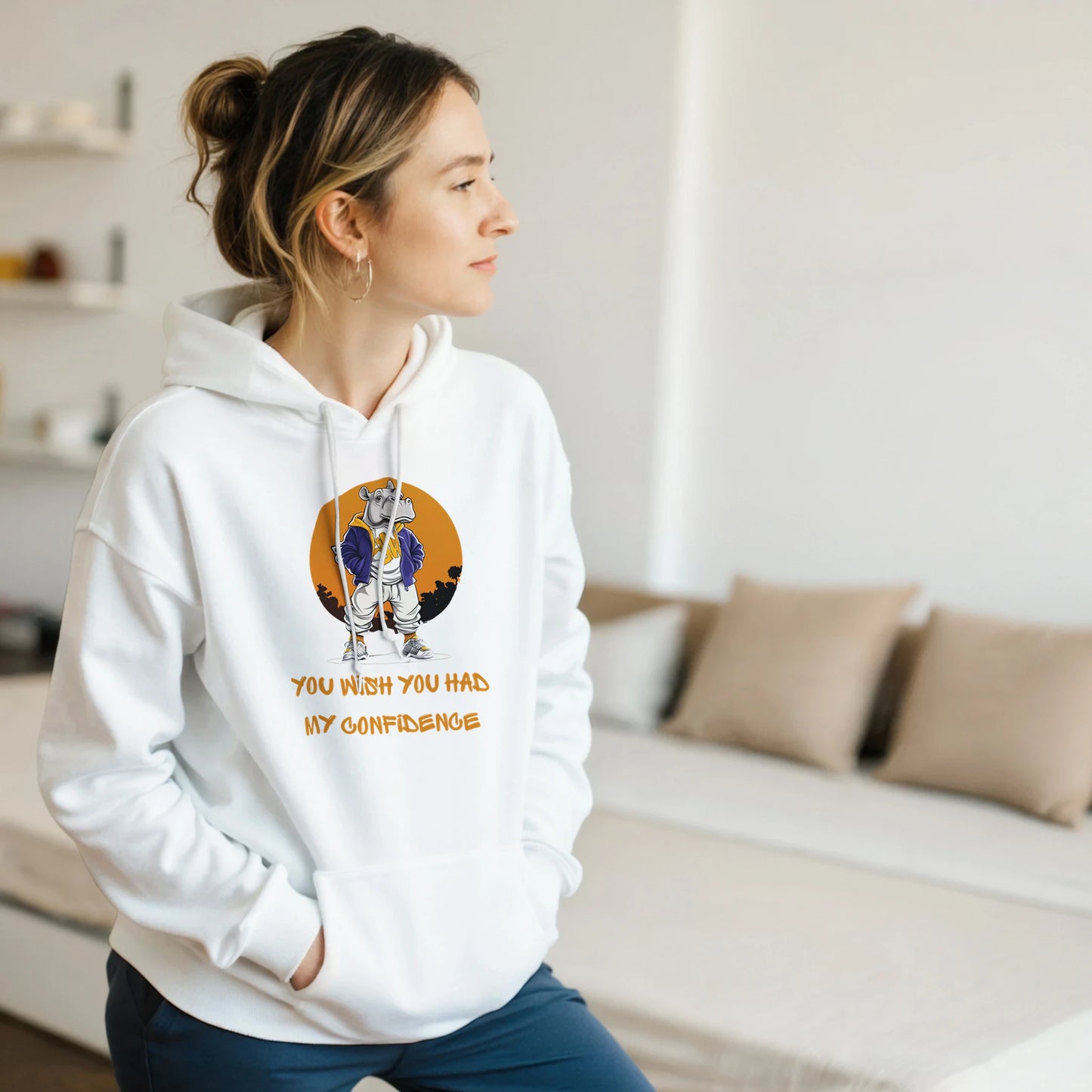 Confident Hippo Streetwear Hoodie - ROMAG Store
