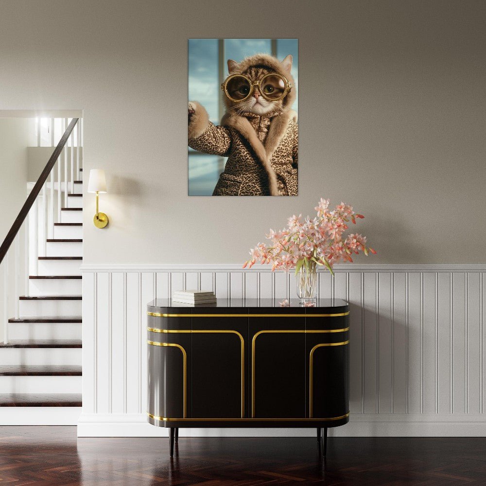 Luxury Cat in Fur Coat Canvas - ROMAG Store