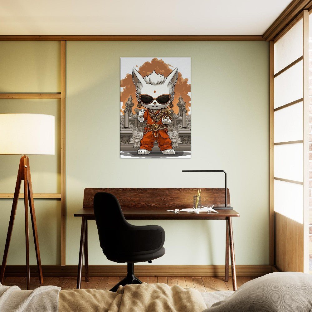 Chic Cat in Robe Canvas Art - ROMAG Store