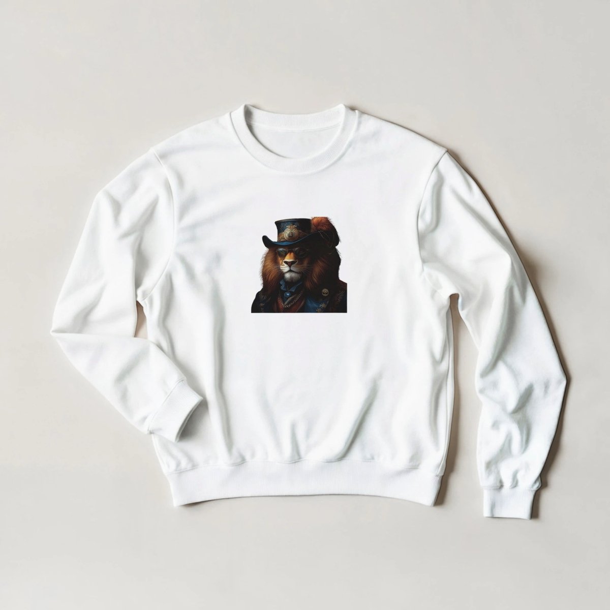 Regal Lion Sweatshirt – Steampunk Monarch Graphic in Your Choice of Six Bold Hues - ROMAG Store