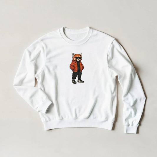 Cool Red Panda Sweatshirt – Urban Streetwear Graphic in Your Choice of Six Bold Hues - ROMAG Store