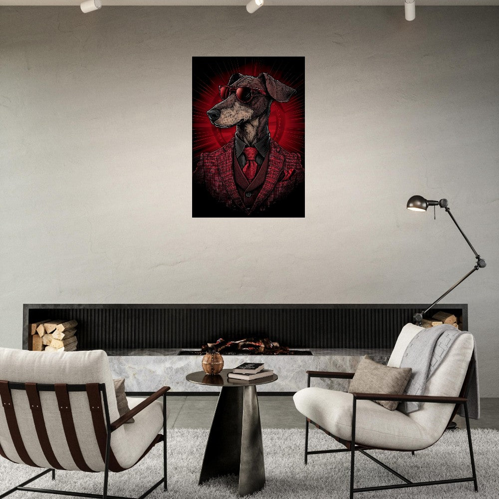 Red Suit Dapper Dog Canvas Wall Art - ROMAG Store