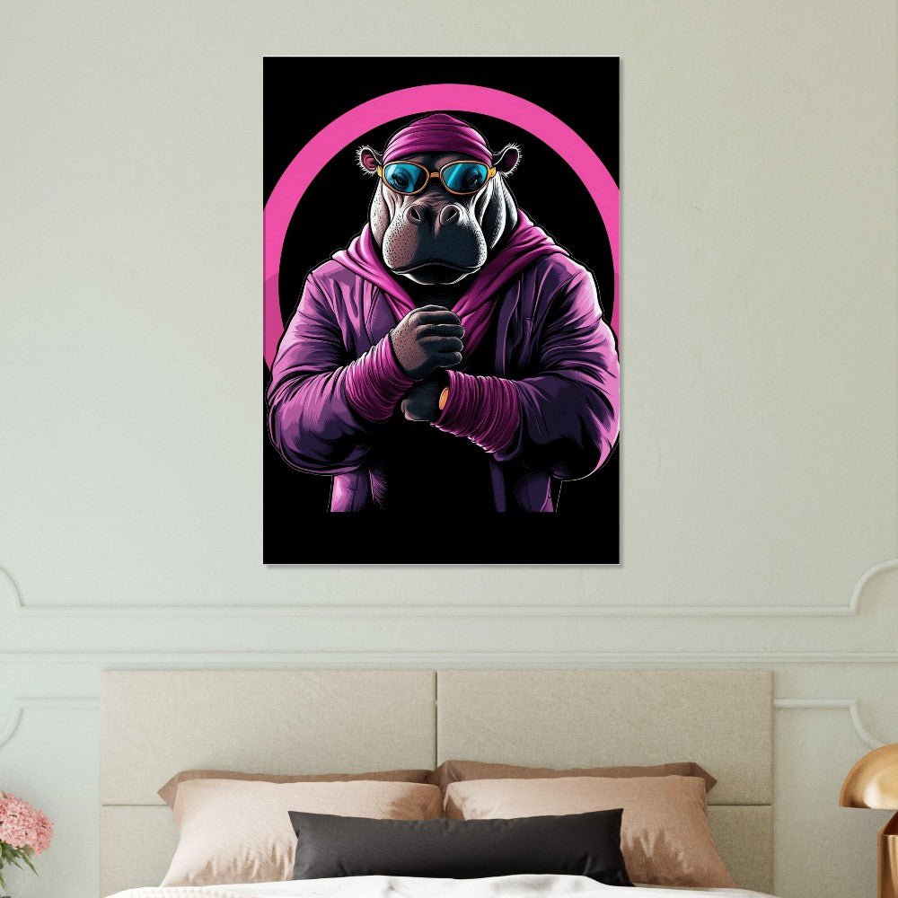 Urban Hippo in Pink Canvas Art - ROMAG Store