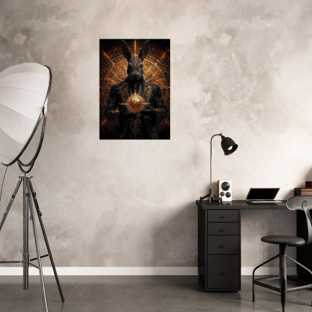 Mystical Gold&Black Regal Rabbit Canvas Wall Art - ROMAG Store