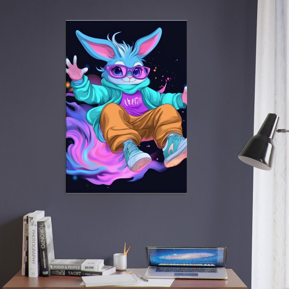 Neon Bunny Canvas Wall Art - ROMAG Store