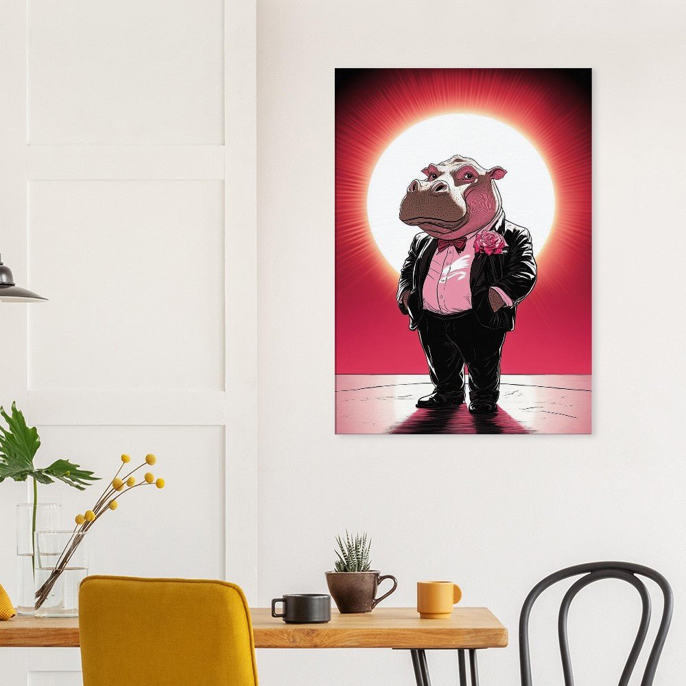 Dapper Hippo Canvas Art - ROMAG Store