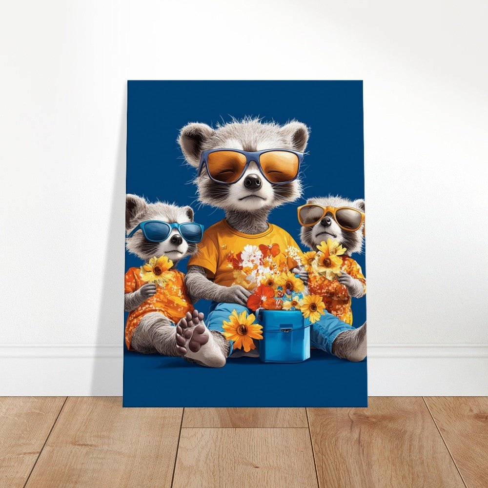 Cool Raccoon Family Canvas Art - ROMAG Store