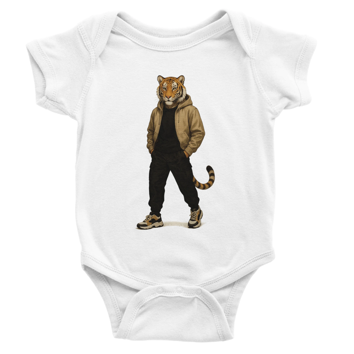 Tiger Street Style Baby Short Sleeve Bodysuit - ROMAG Store