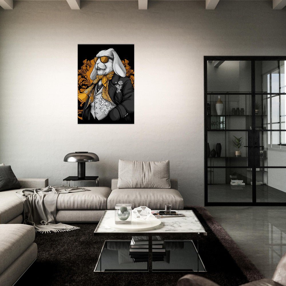 Luxury Rabbit in Suit Canvas Wall Art - ROMAG Store