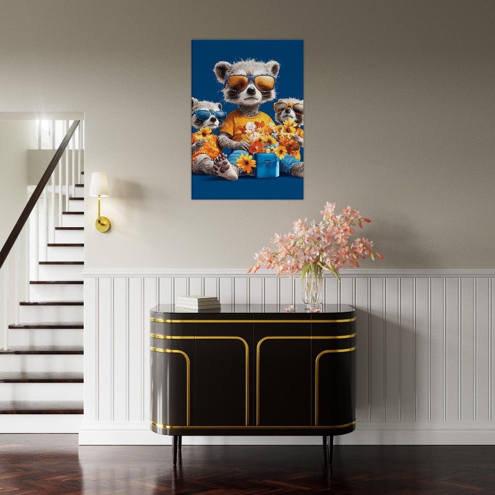 Cool Raccoon Family Canvas Art - ROMAG Store