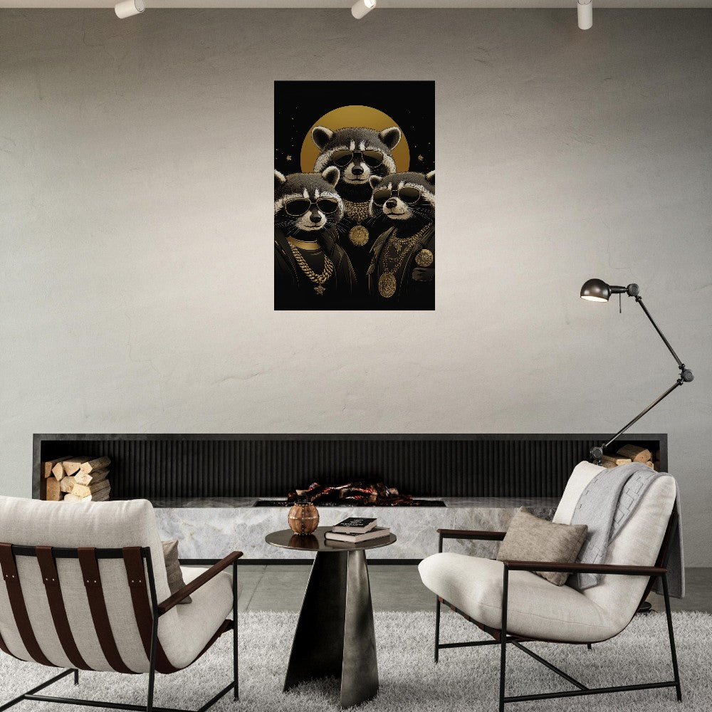 Luxury Raccoon Gang Canvas Art - ROMAG Store