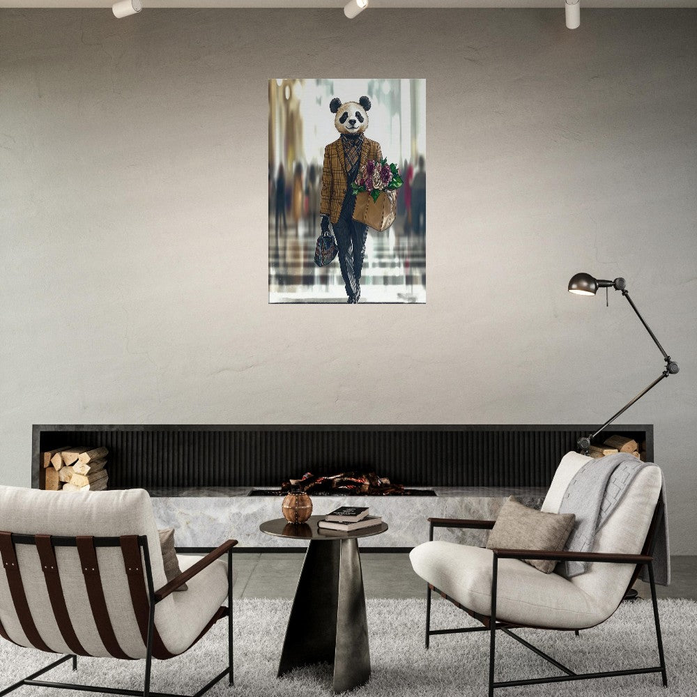 Chic Panda in Plaid Suit Canvas - ROMAG Store