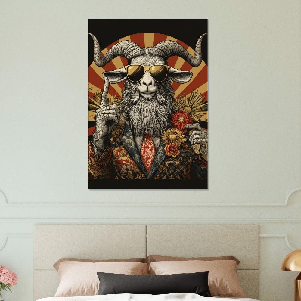 Hipster Goat Canvas Wall Art - ROMAG Store