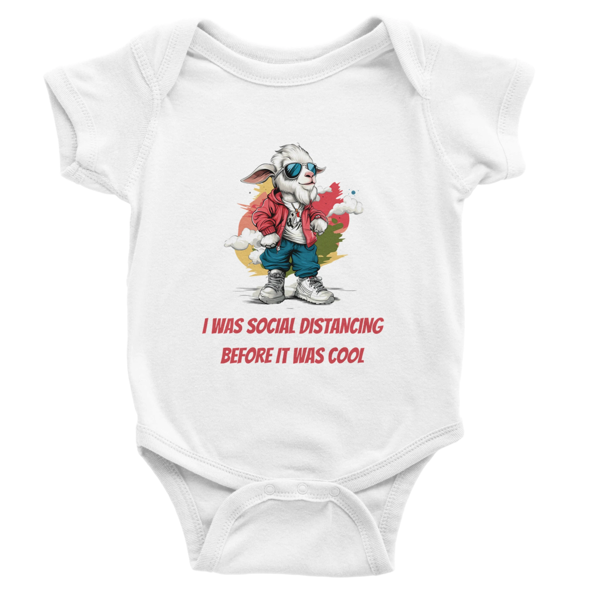 Goat 'Social Distancing' Baby Short Sleeve Bodysuit - ROMAG Store
